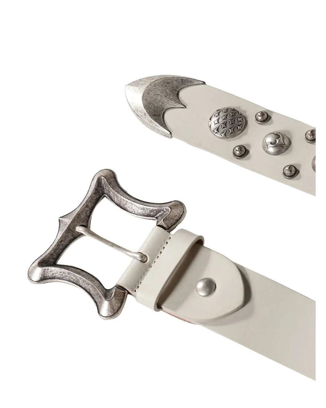 THUG CLUB White Dragon Stud-Embellished Belt for men