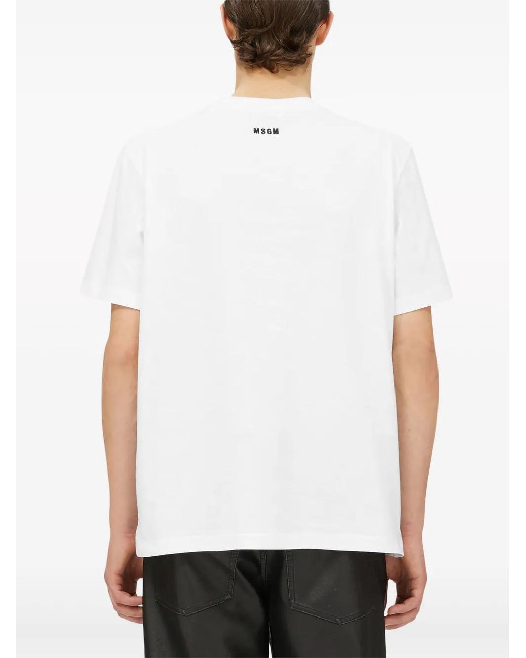 MSGM White Logo-Appliqué T-Shirt for men