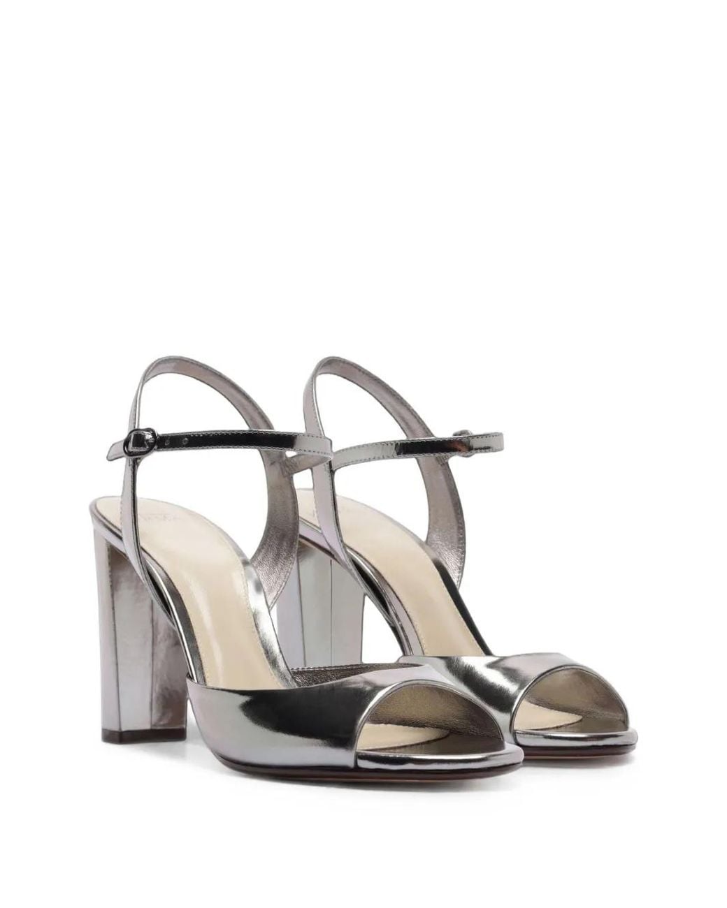 Alexandre Birman White Amy Metallic Leather Sandals