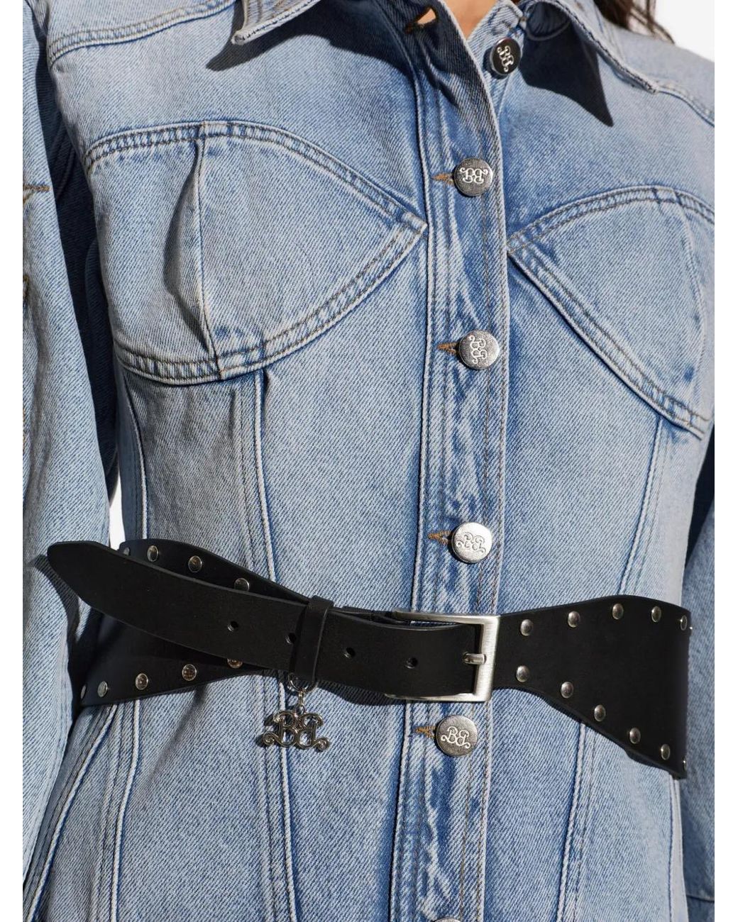 Gestuz Black Studded Leather Belt