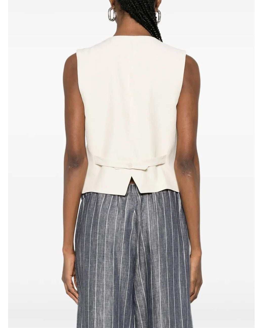 P.A.R.O.S.H. White V-Neck Button Vest