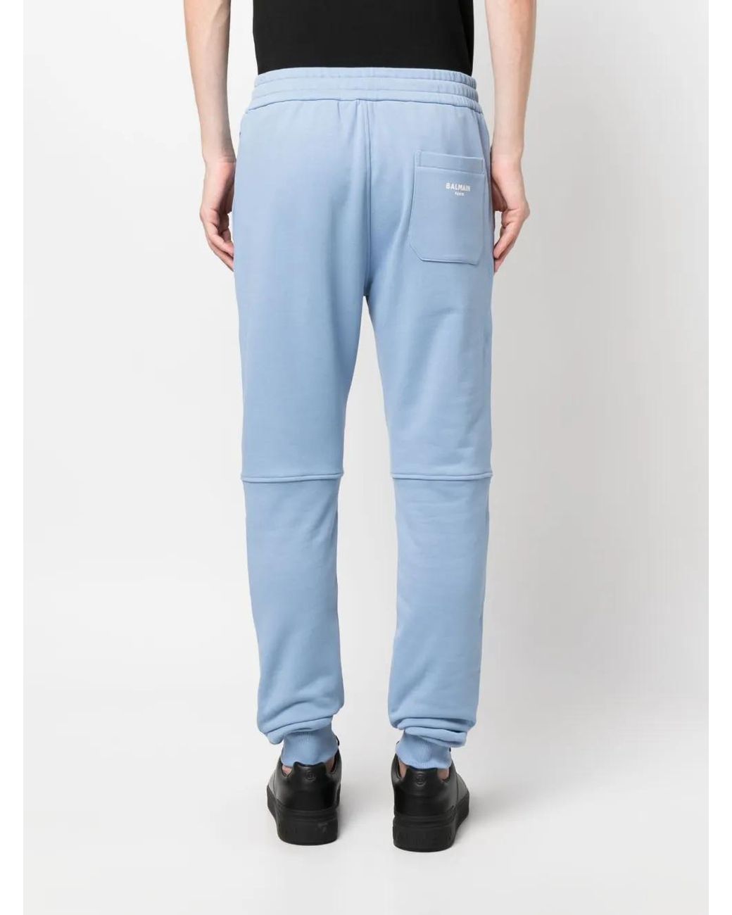 Balmain Blue Elastic-Waist Cotton Sweat Pants for men