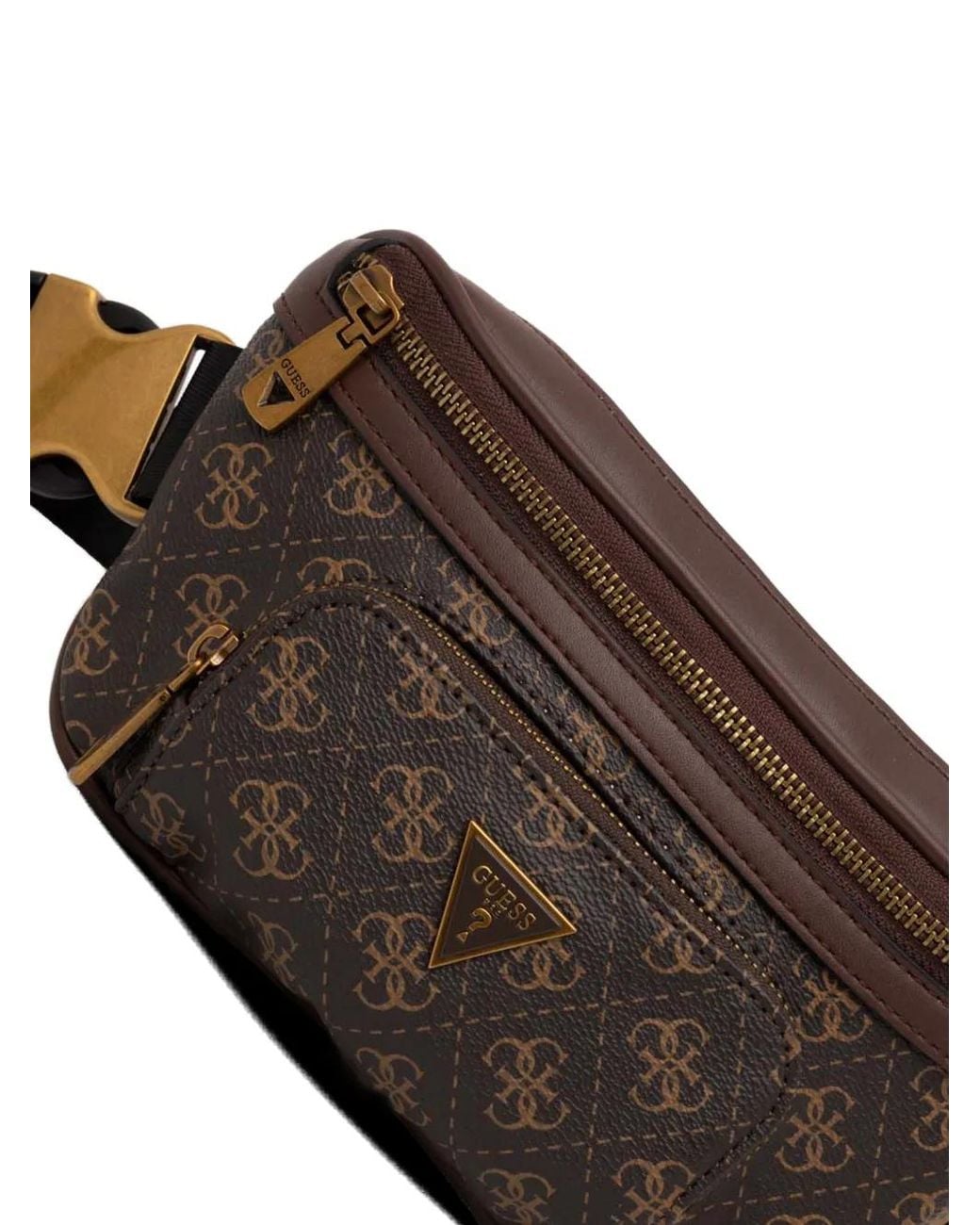 Guess Brown Vezzola Monogram-Print Logo-Plaque Belt Bag for men