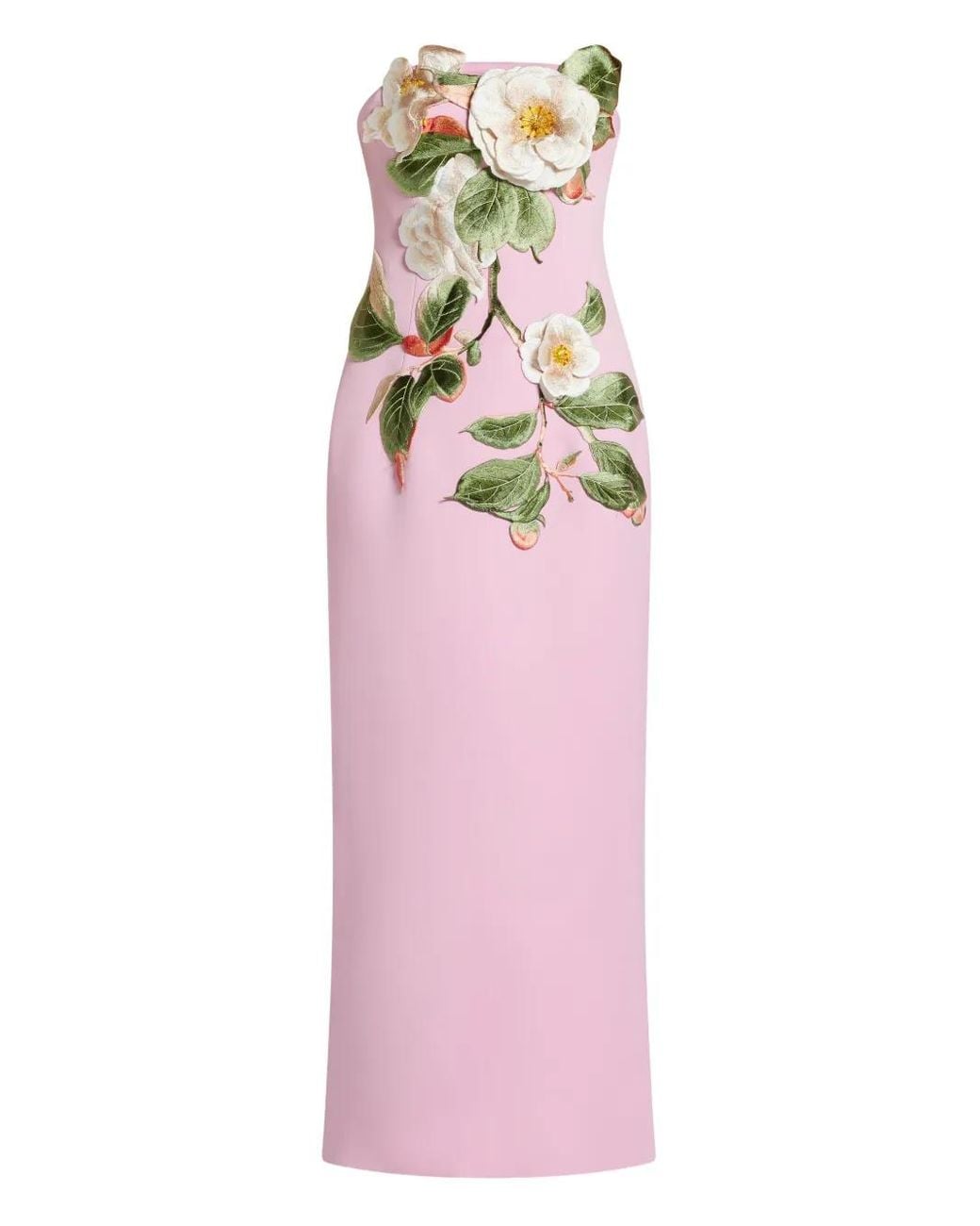 LEO LIN Floral-Appliqu Midi Dress in Pink | Lyst