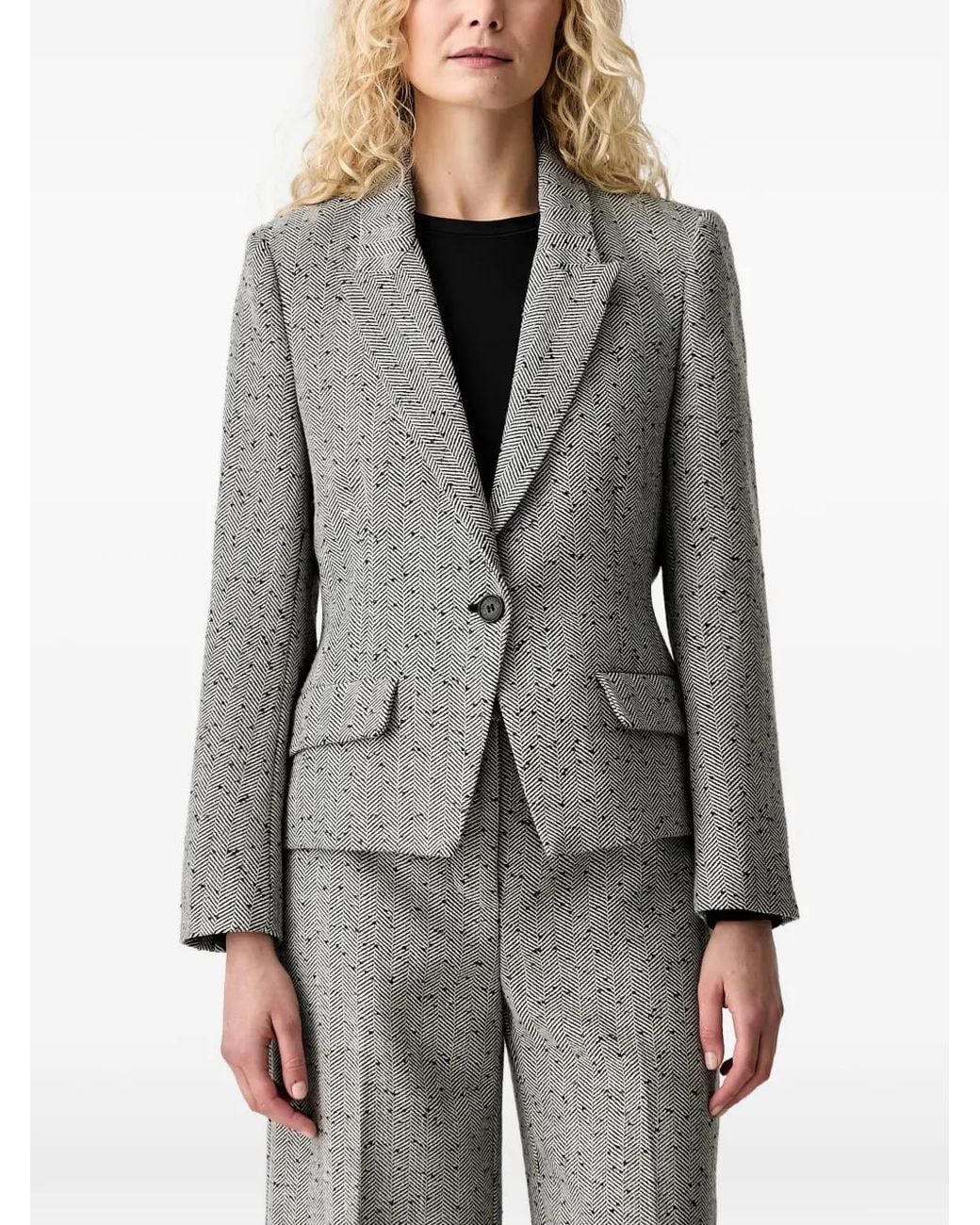 Munthe Gray Lawo Herringbone-Pattern Blazer