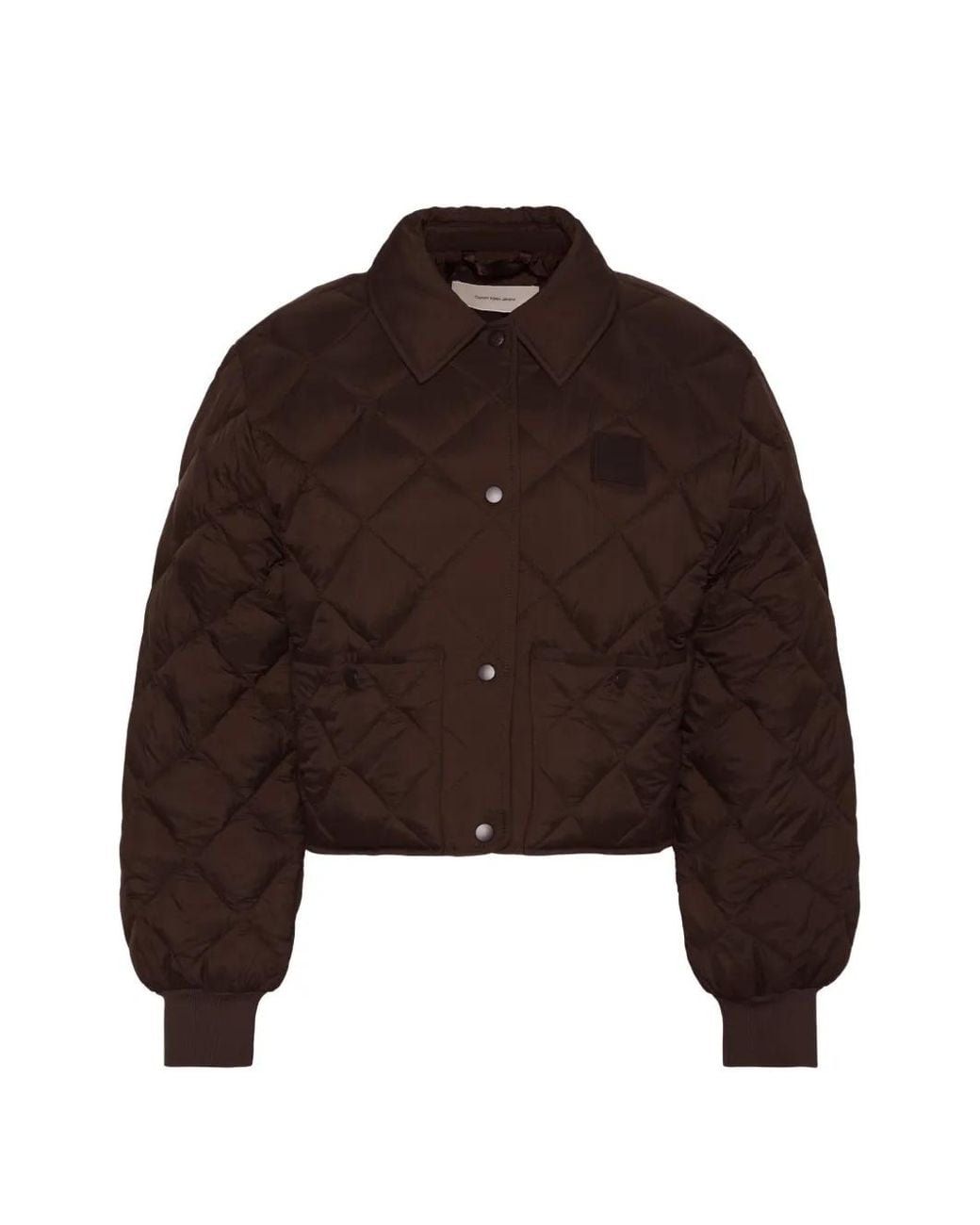 Calvin Klein Brown Diamond-Quilted Logo-Patch Jacket