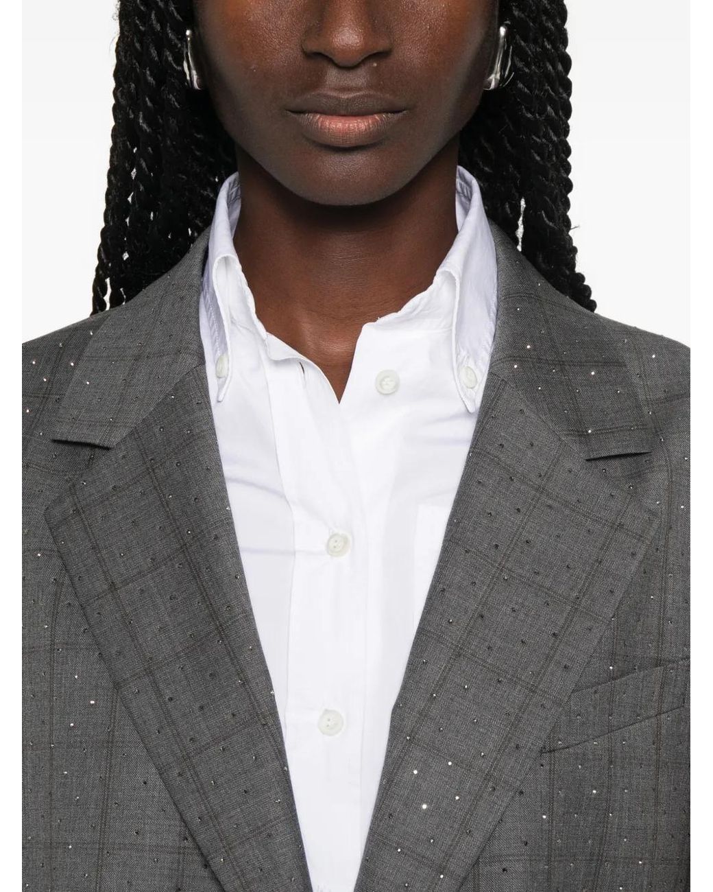 Sandro Gray Checked Wool Jacket