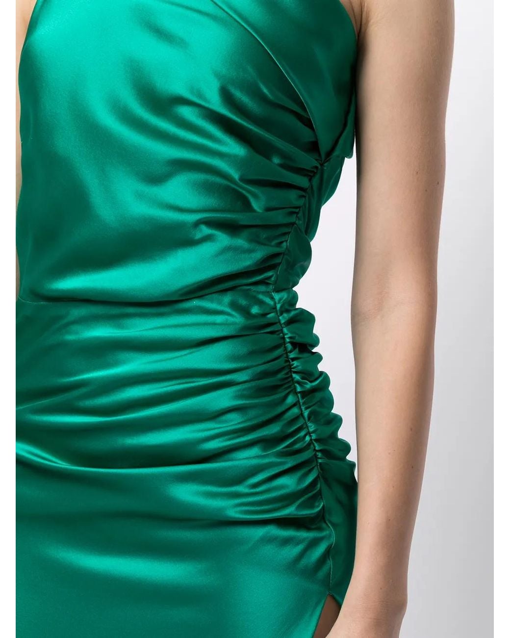 Michelle Mason Green Asymmetric Gathered Gown