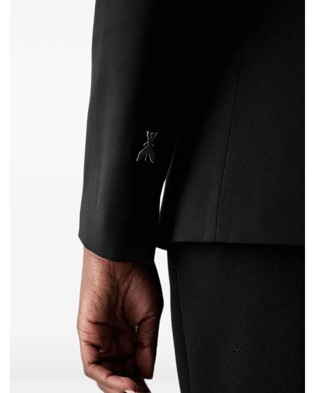 Patrizia Pepe Black Fly-Detail Button-Up Blazer