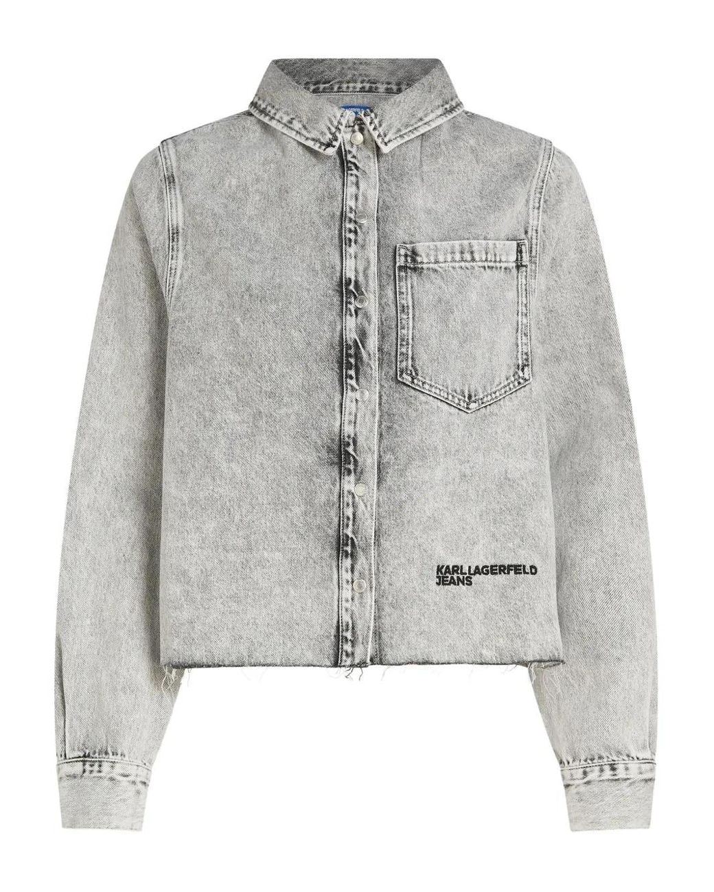 Karl Lagerfeld Gray Bleached Denim Shirt