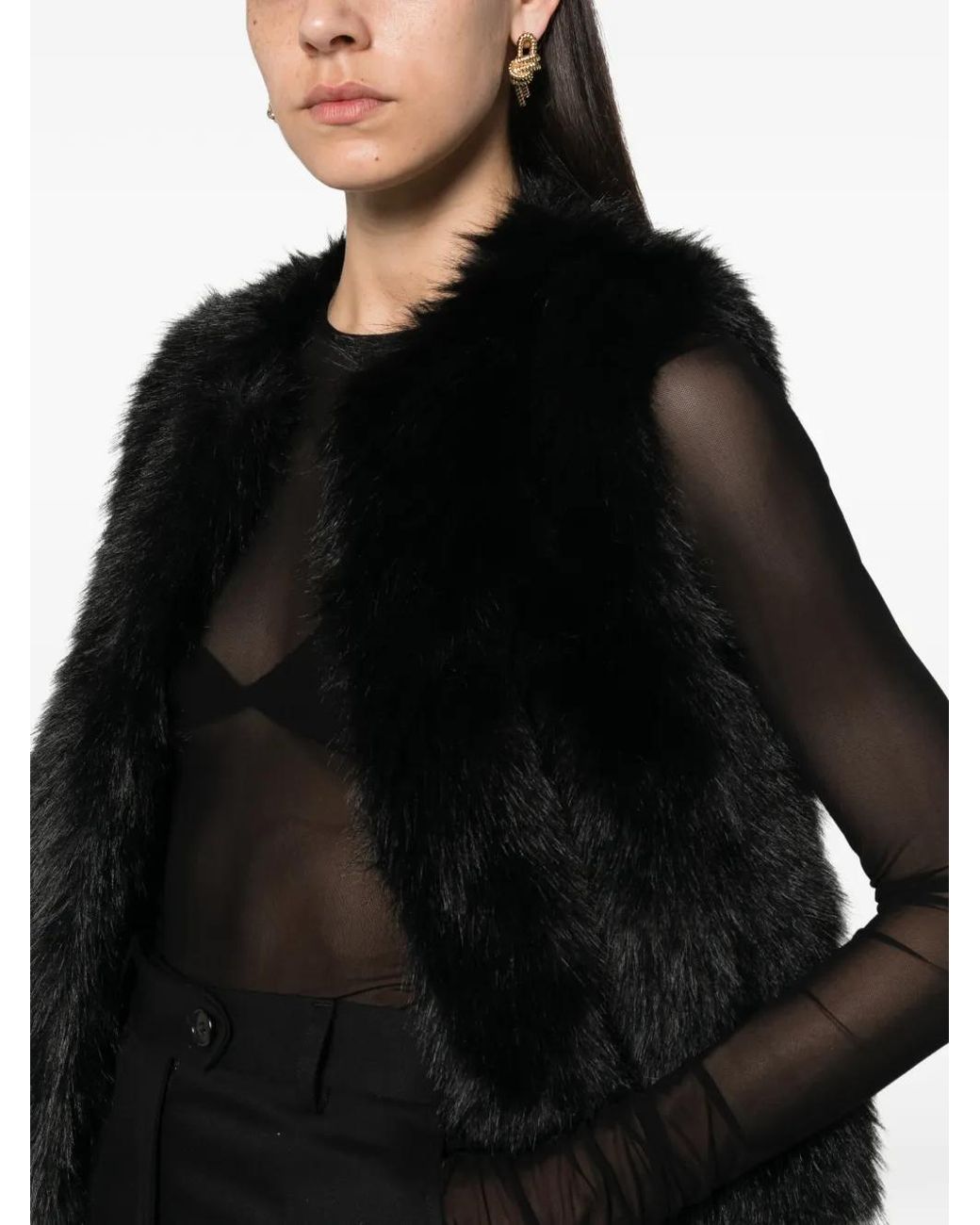 Betta Corradi Black Faux-Fur Gilet