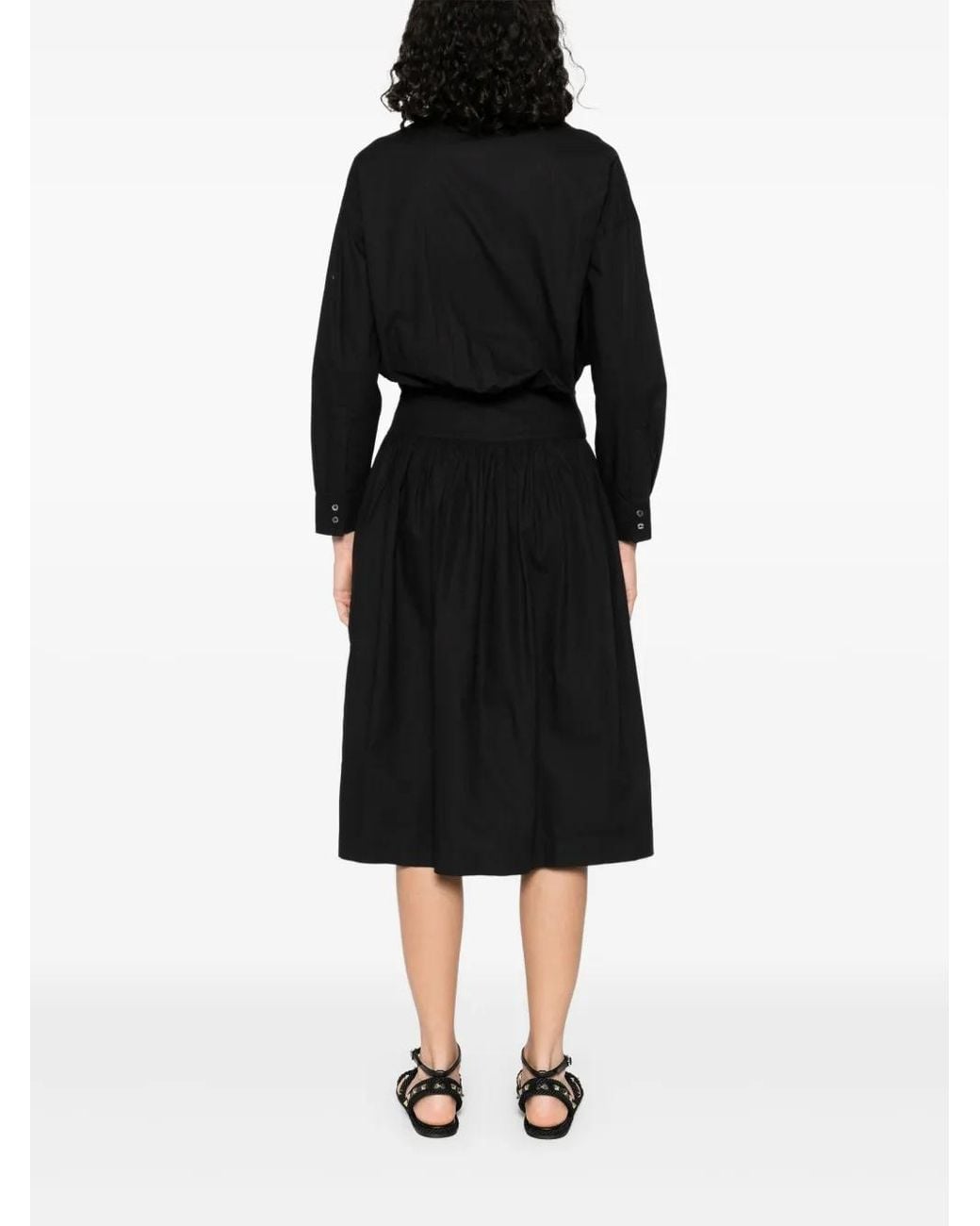 Pinko Black Cotton Midi Dress