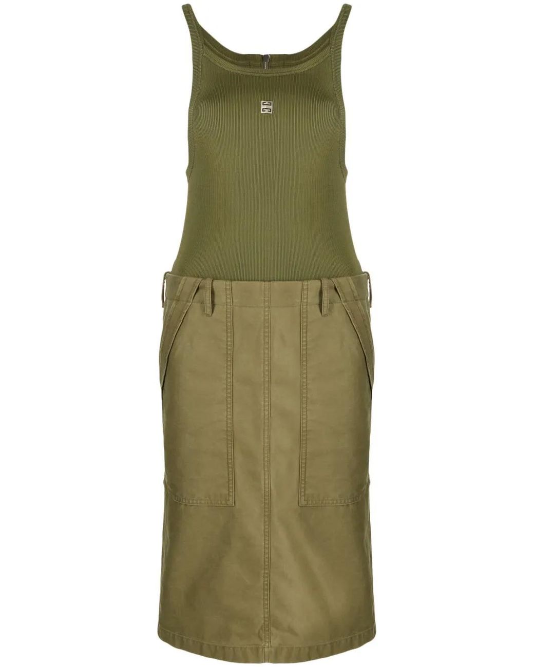 Givenchy Green Panelled Cargo Midi Dress