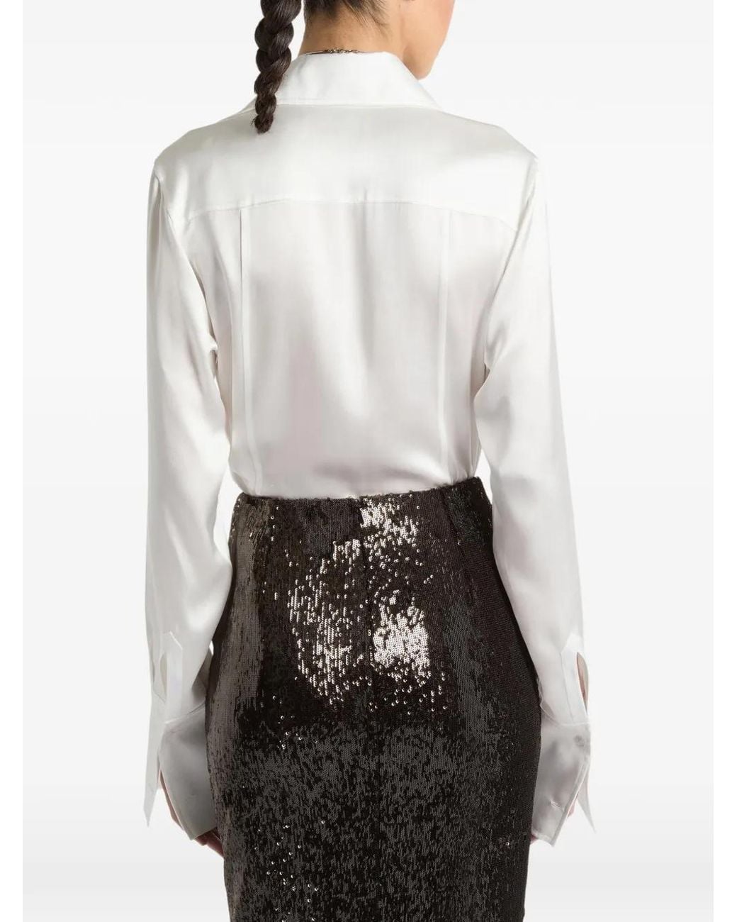 Balmain White Silk Satin Shirt