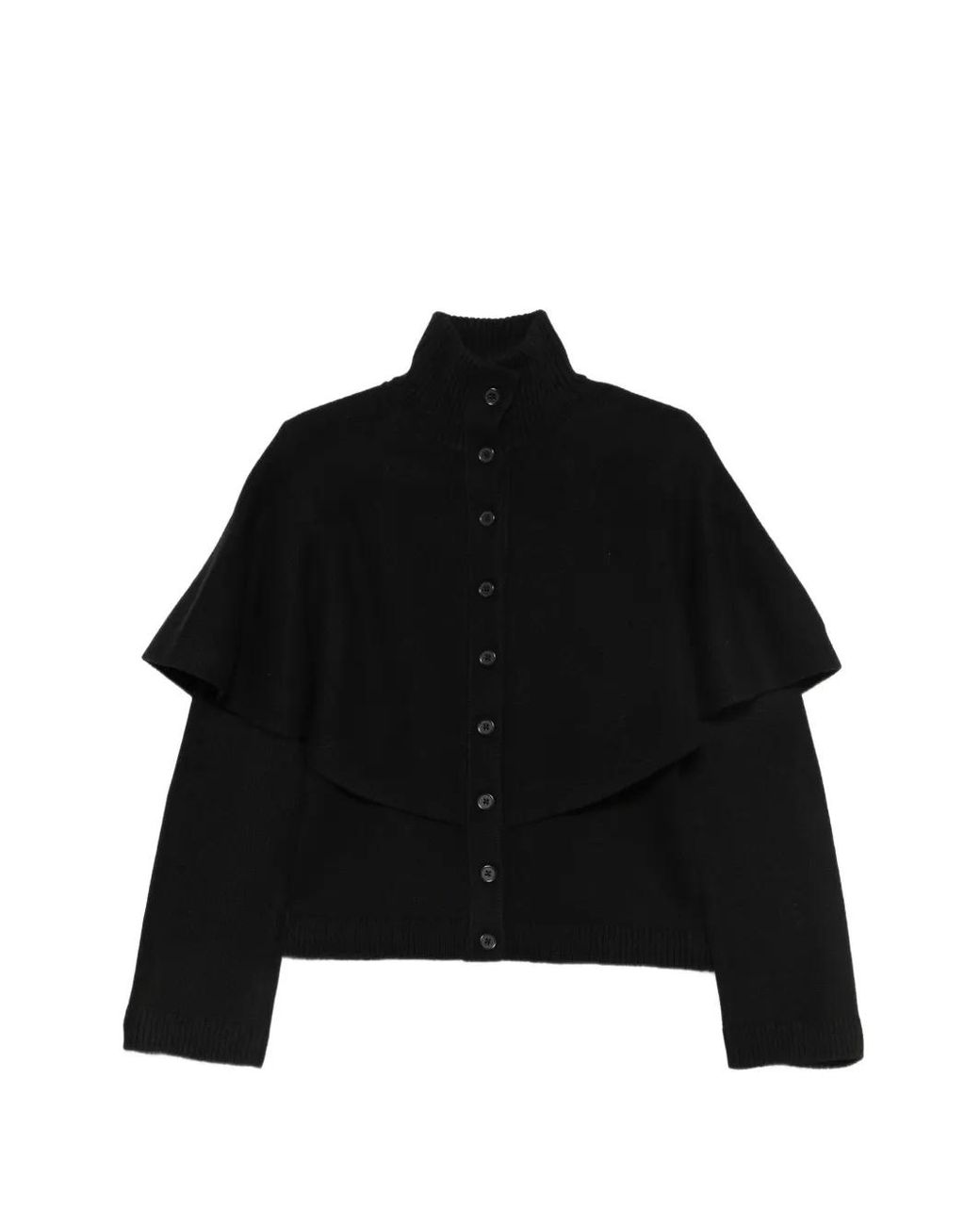 Vince Black Ruffled Button-Up Cardigan