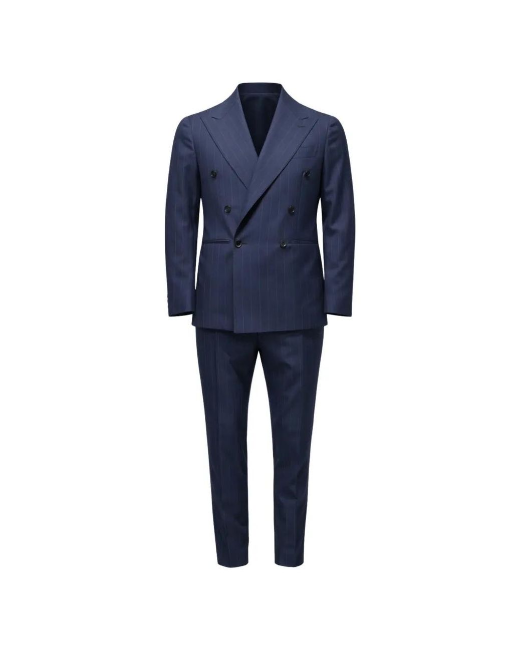 Franzese Collection Blue Beckham Pinstriped Double-Breasted Suit for men