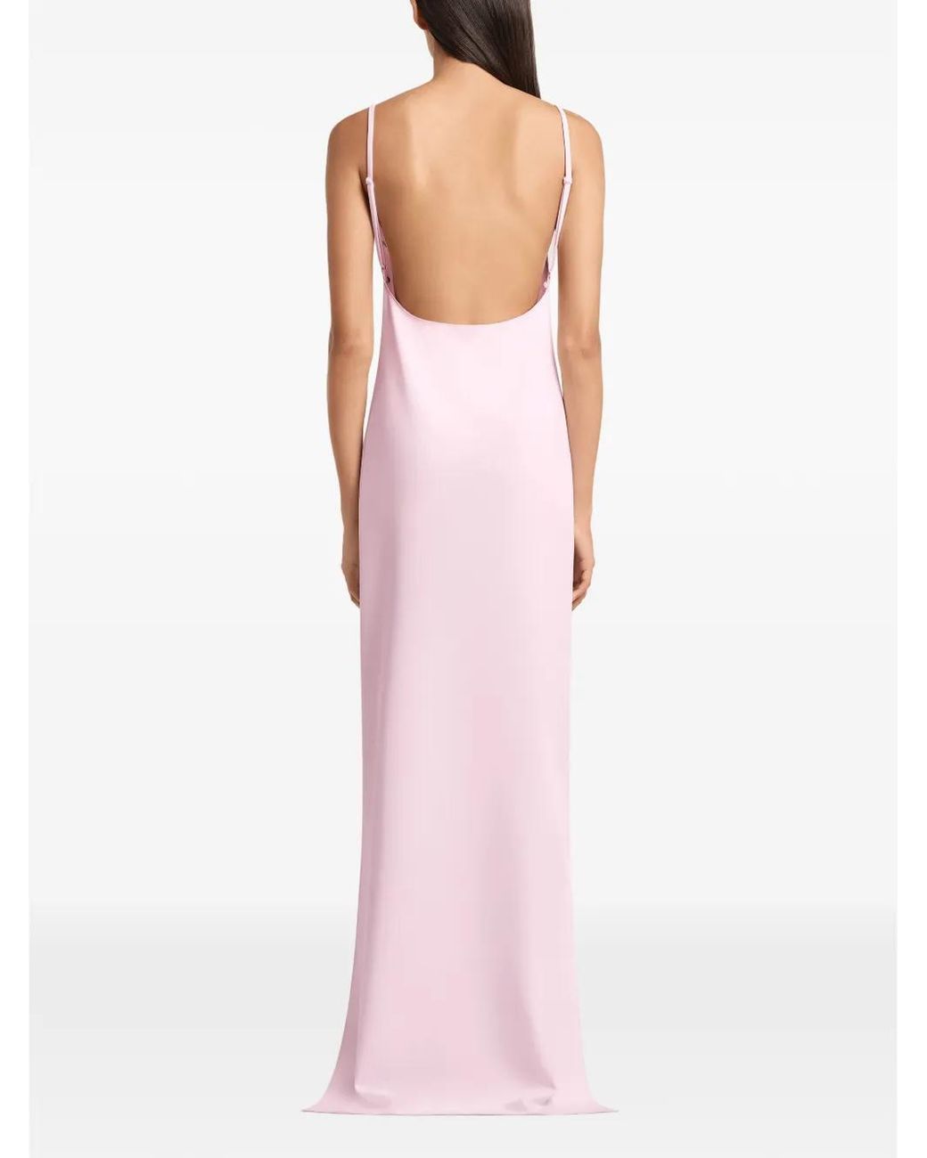Courreges Pink Backless Crepe Long Dress
