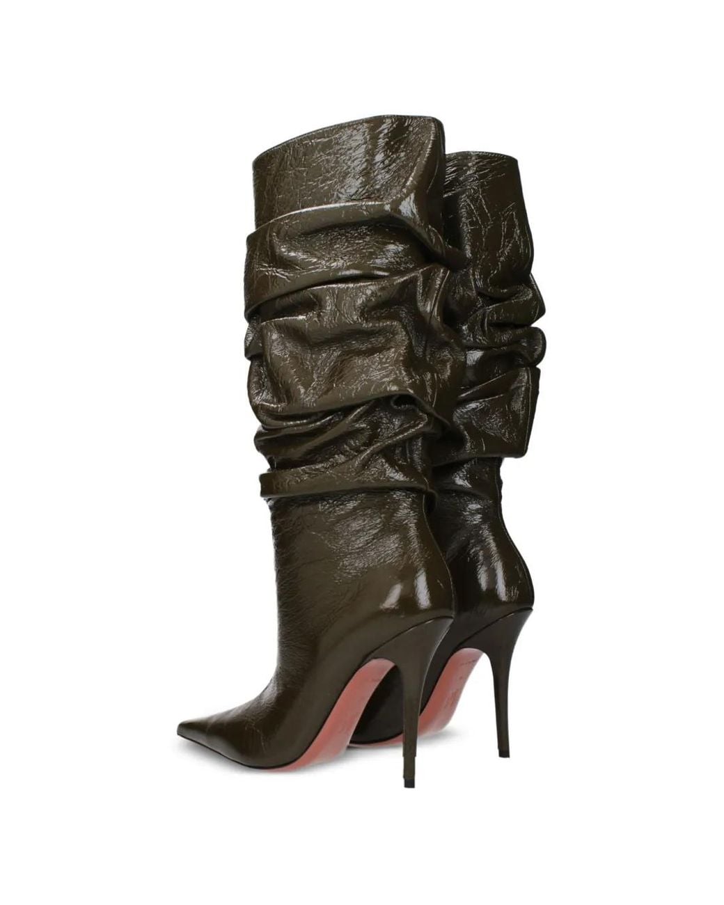 AMINA MUADDI Black Bottines En Cuir Verni À Fronces