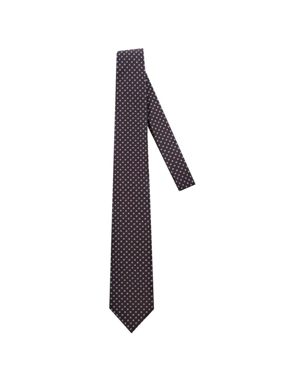 Corneliani White Embroidered Silk-Blend Tie for men