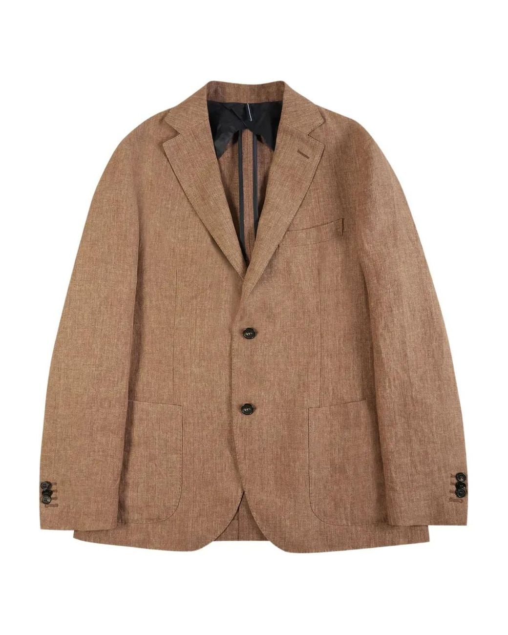 Incotex Brown Single-Breasted Linen Jacket for men