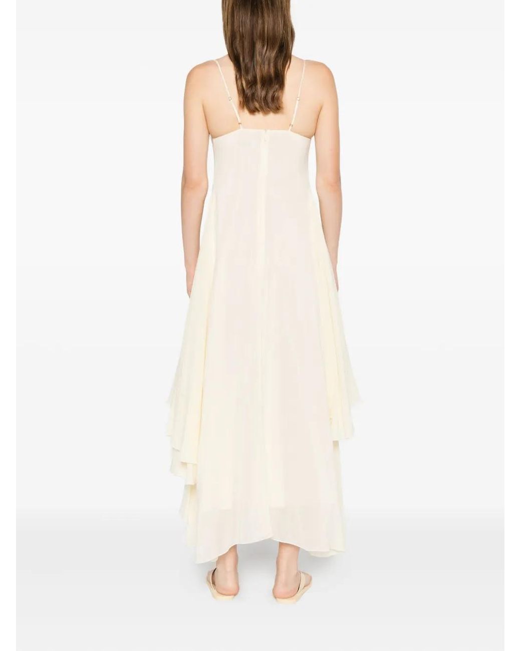 Occleus White Harvey Ruffled Midi Dress