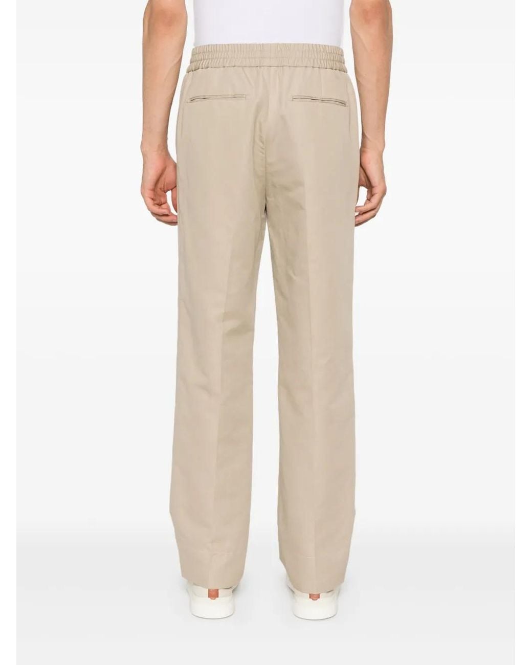 Brioni Natural Mid-Rise Straight-Leg Trousers for men