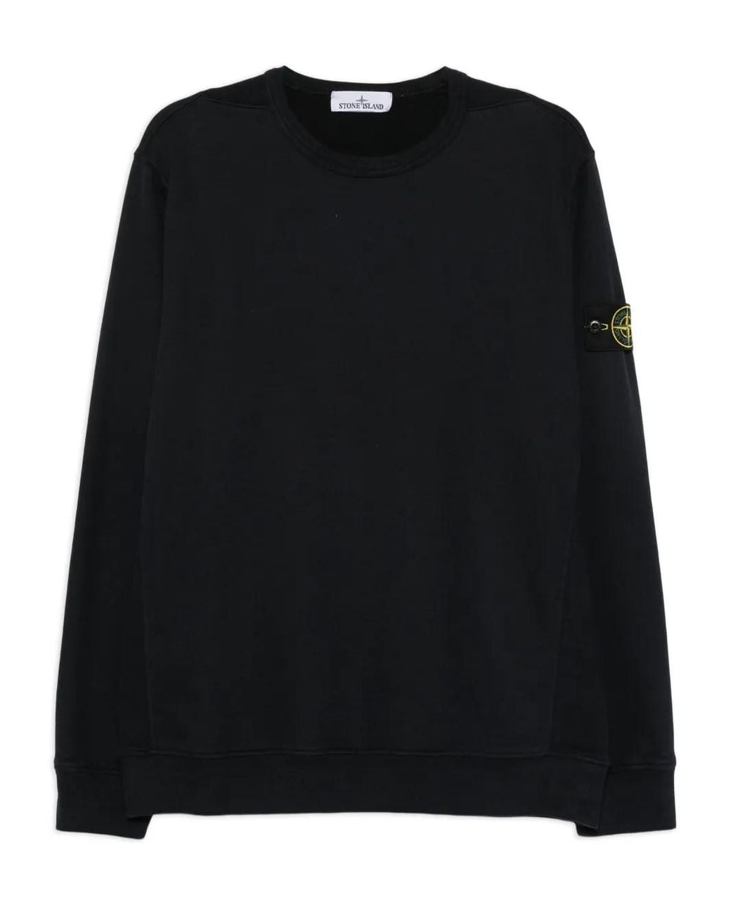 Stone Island Black Brushed Organic Cotton Fleece Sweatshirt for men