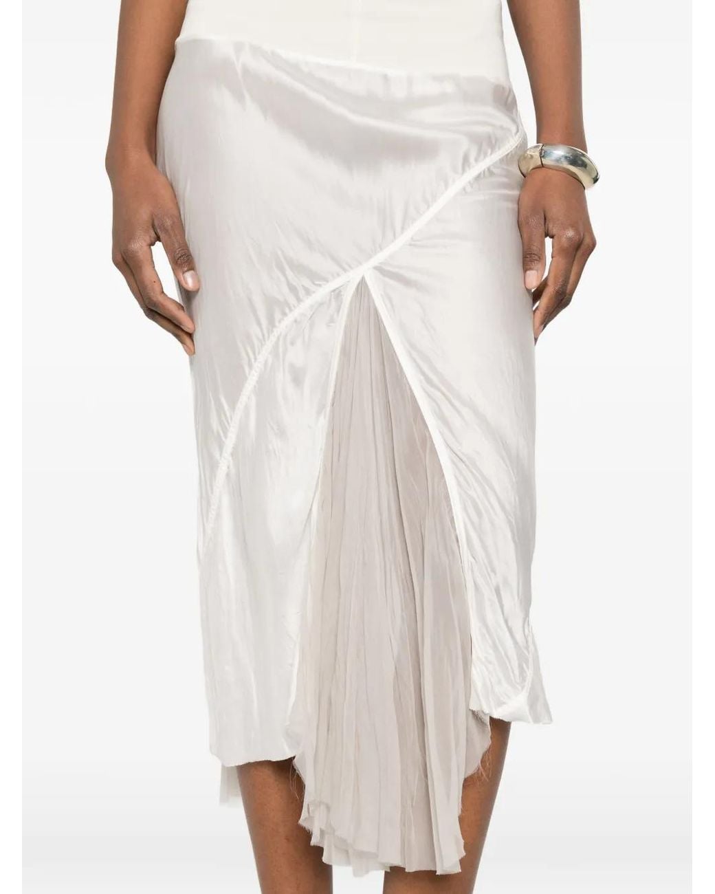 Rick Owens White Asymmetric-Neck Midi Dress