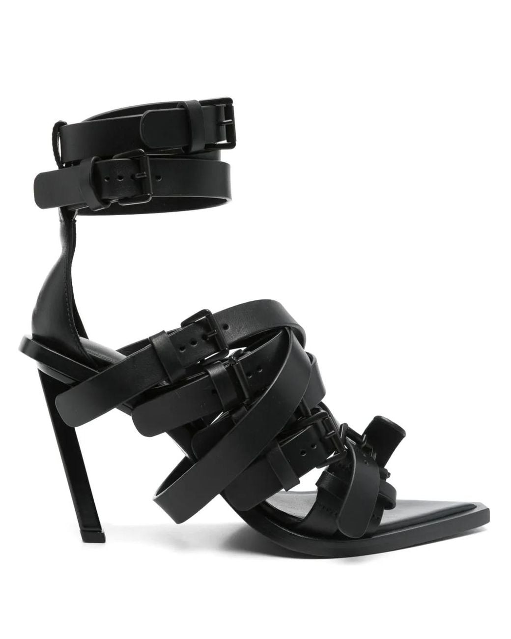 Ann Demeulemeester Black Leather Heeled Sandals