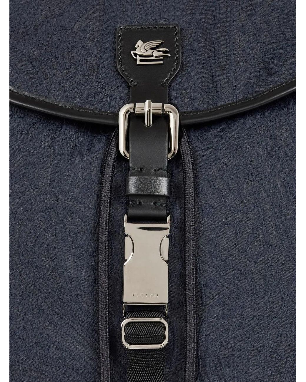 Etro Blue Pegaso-Logo Backpack for men