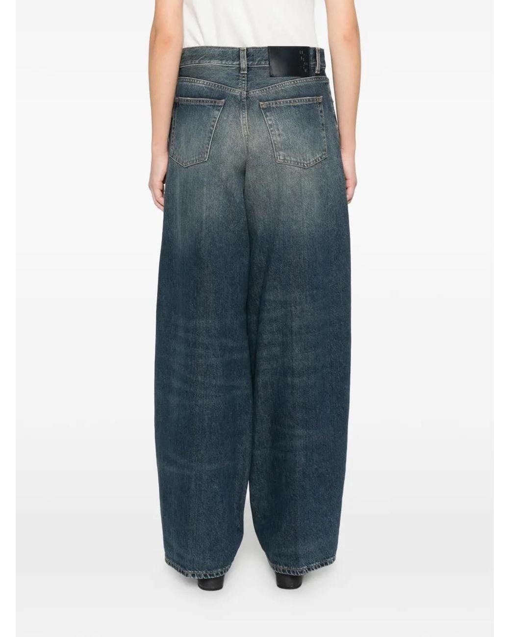 Haikure Blue Bethany Front-Button Wide-Leg Jeans
