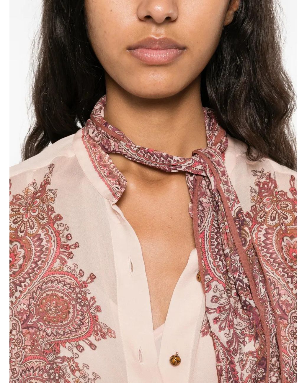 Zimmermann Pink Clash Pussy-Bow-Collar Shirt