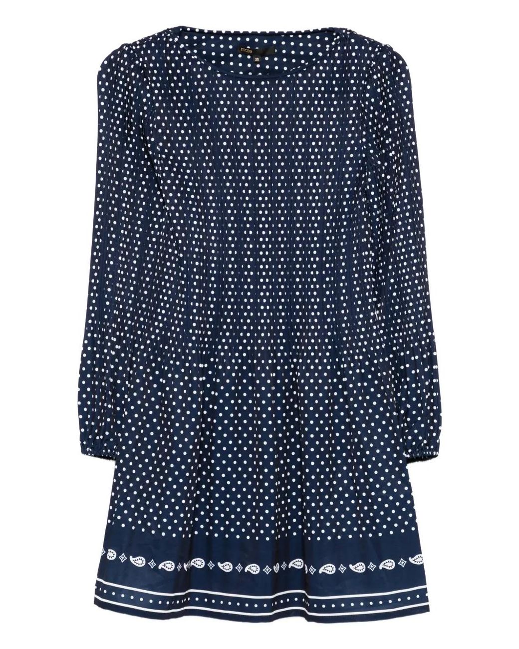 Maje Blue Bandana Print Pleated Dress