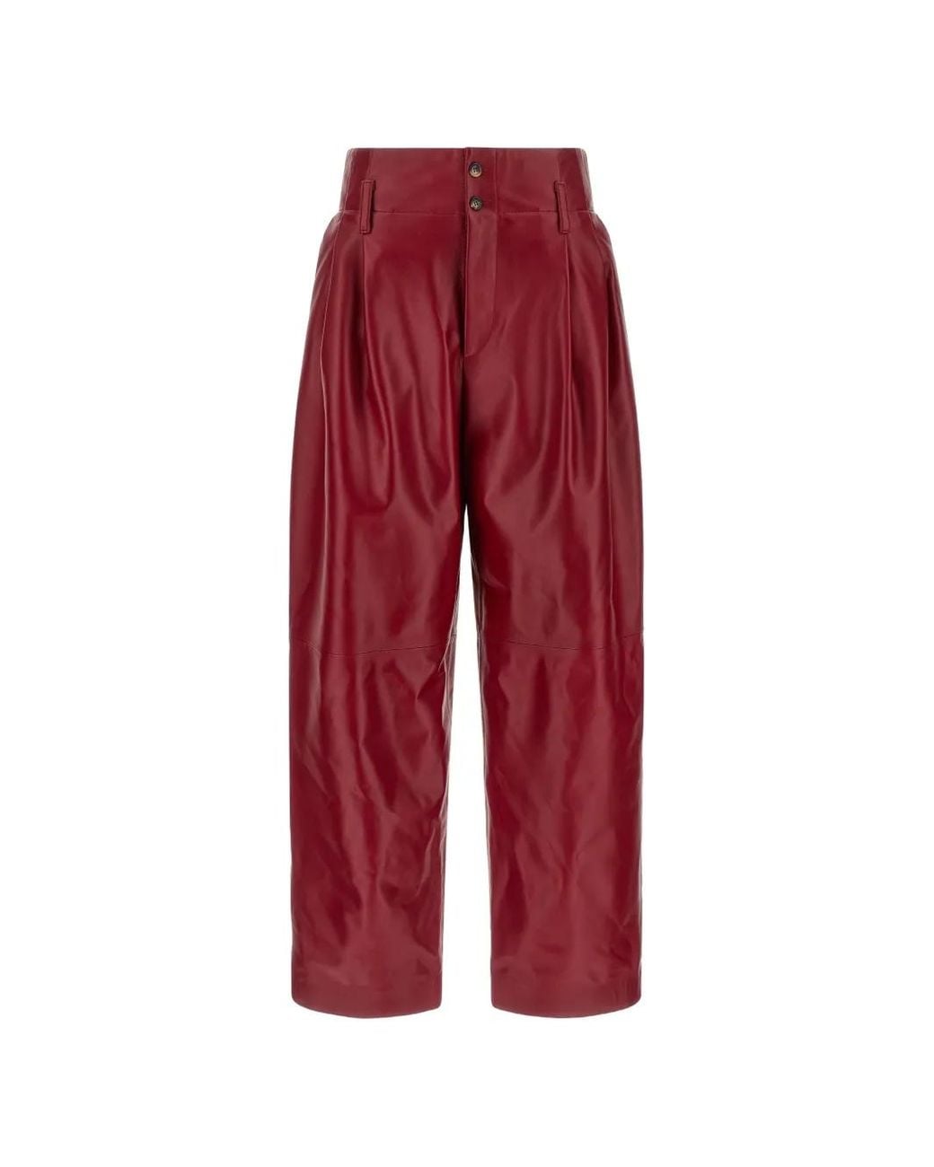 Alberta Ferretti Red Pleated Trousers