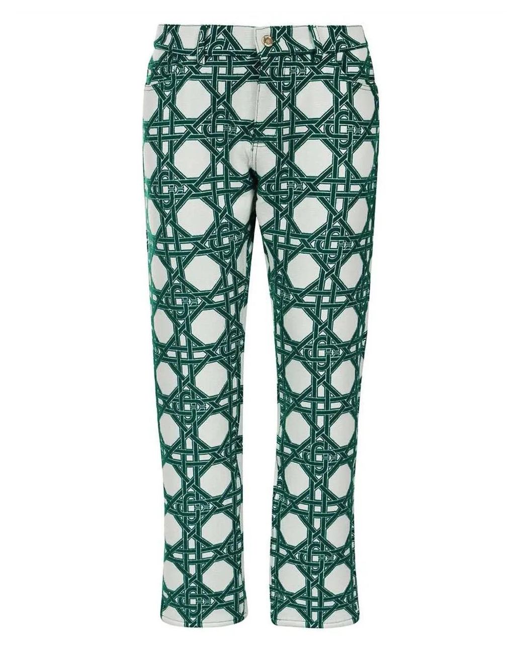 Casablanca Green Monogram-Print Trousers for men