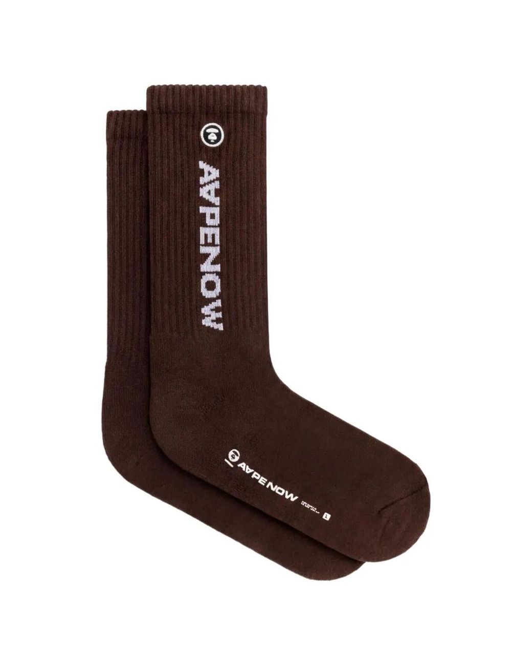 Aape By A Bathing Ape Brown Logo-Embroidered Ribbed Socks for men