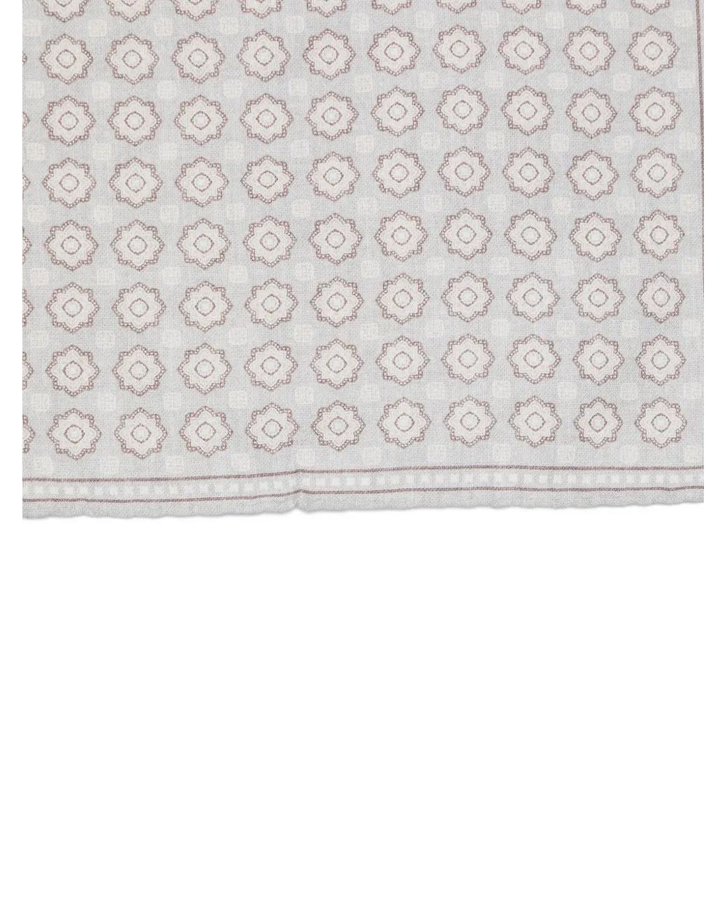 Eleventy White Geometric-Print Pocket Square for men