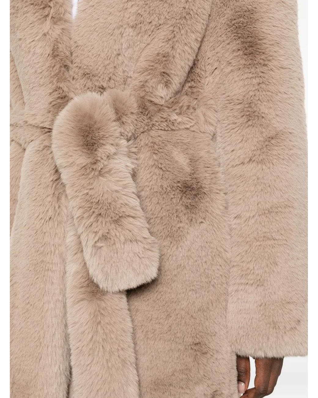 Frankie Shop Natural Manteau Ceinturé Destiny En Fourrure Artificielle