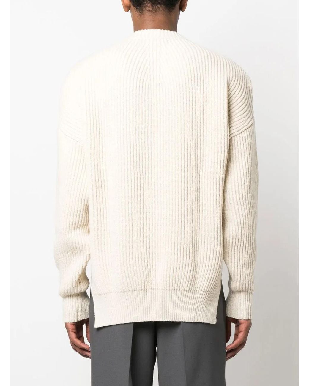 Jil Sander Gerippter Strickpullover in White für Herren