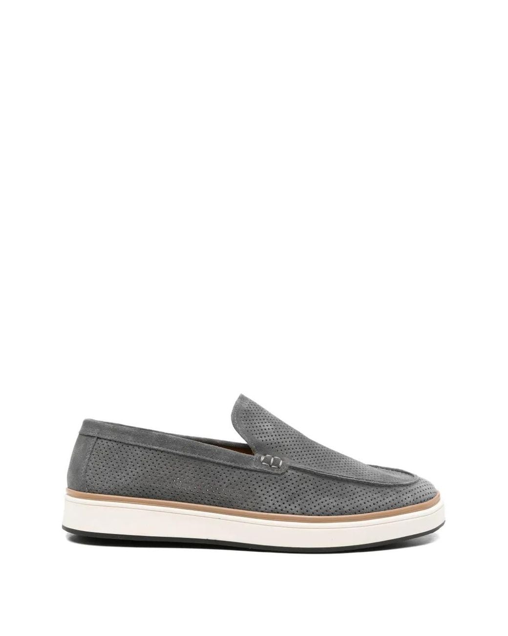 SERGIO MORETTI FIRENZE White Perforated Suede Loafers for men