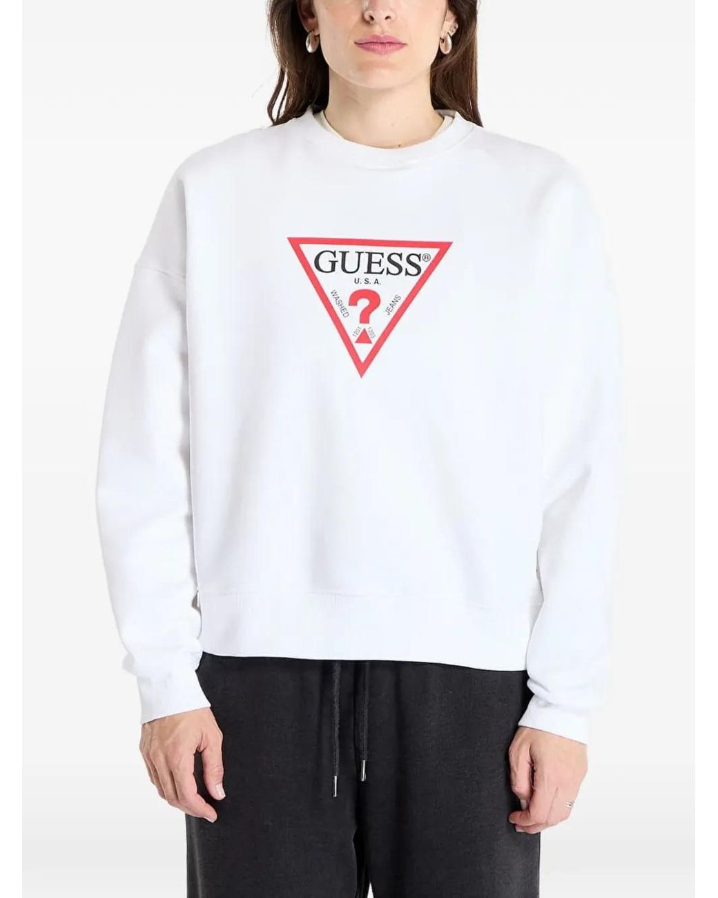 Pull À Logo Imprimé Guess en coloris White