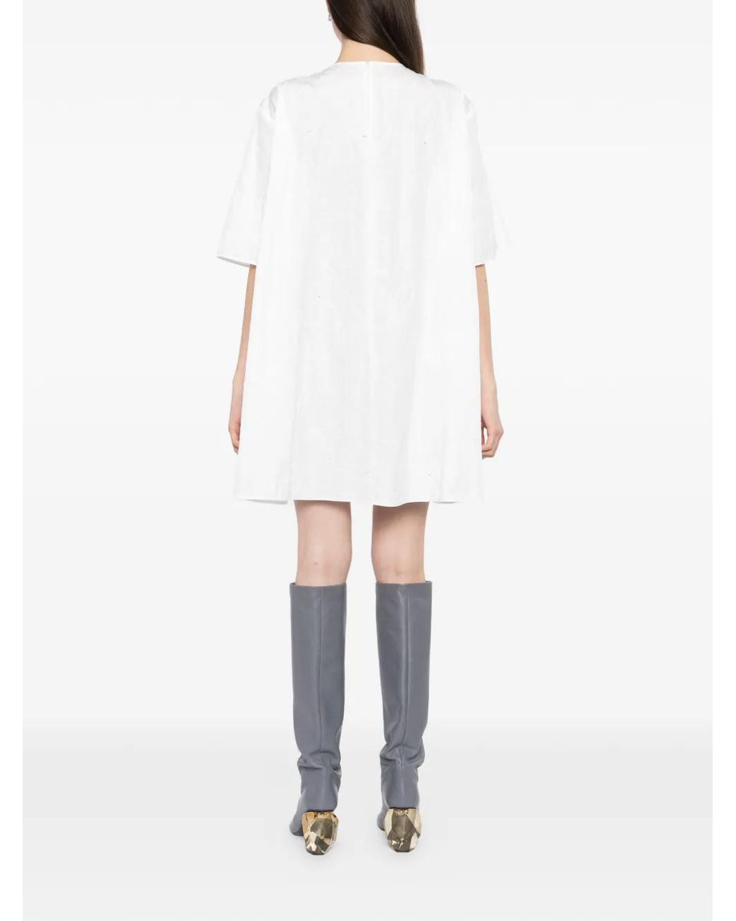 JNBY White Floral Embroidered Dress