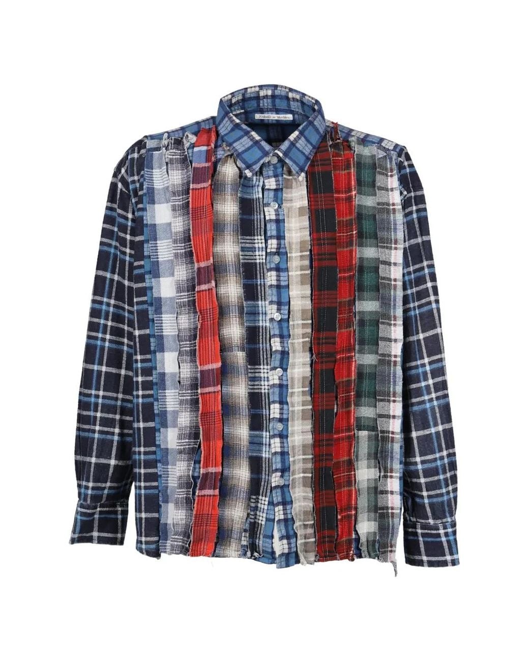 Needles Blue Patchwork Flannel Shirt for men