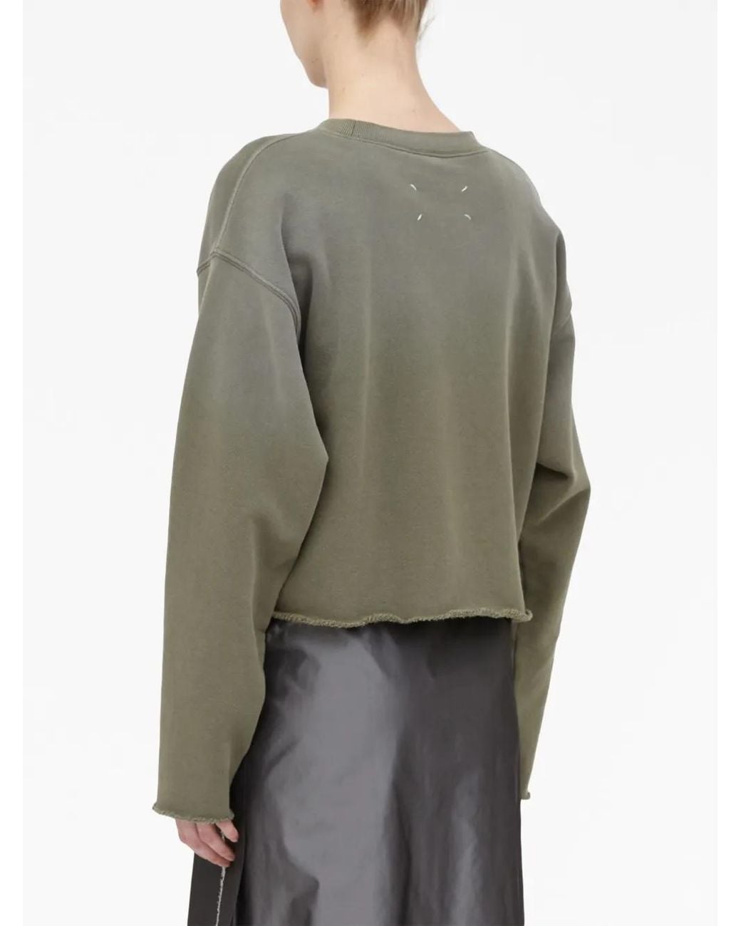 Maison Margiela Green Crop Sweatshirt With Application