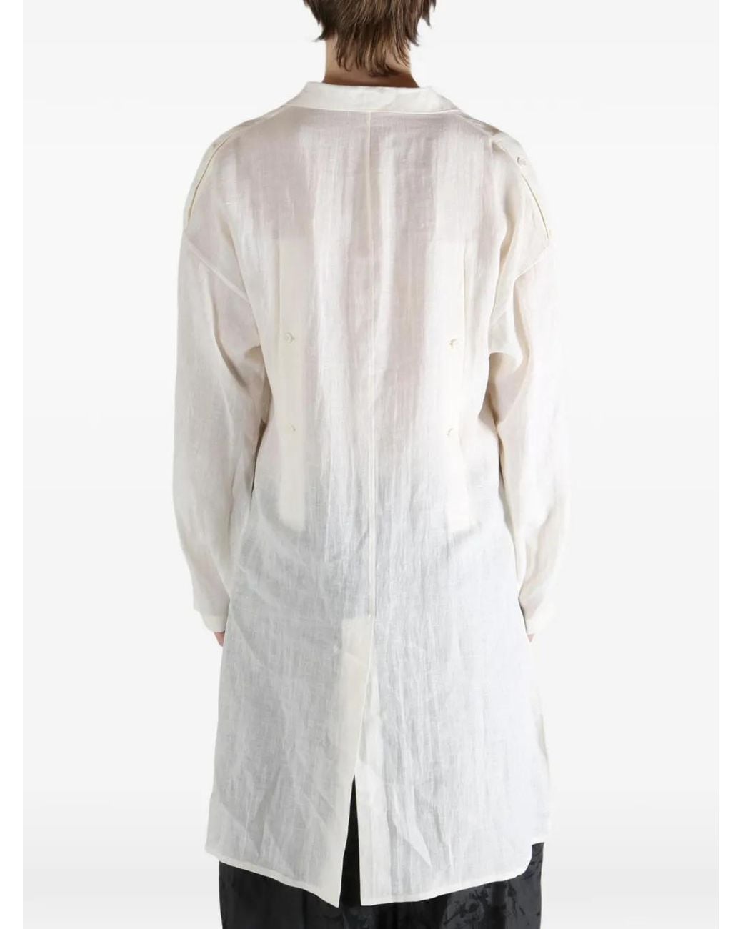Yohji Yamamoto White Printed Coat for men