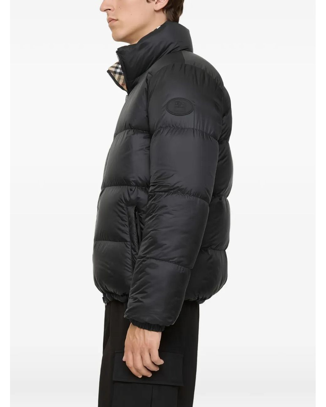 Burberry Brown Reversible Check Puffer Jacket Sand for men