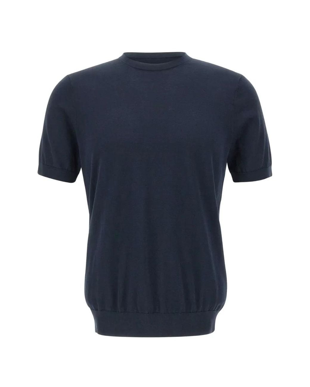 Diktat Blue Short-Sleeved Cotton Sweater for men