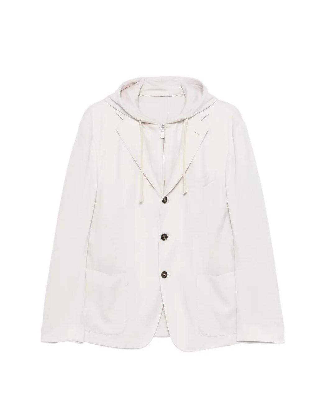 Eleventy White Hooded Single-Breasted Jacket for men