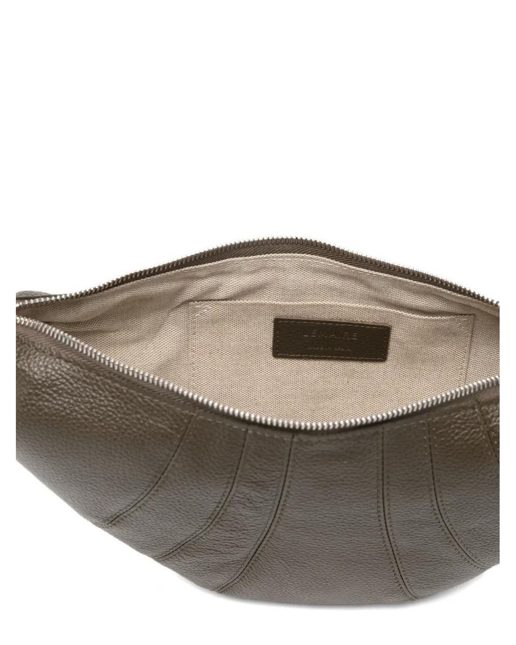 Lemaire Gray Croissant Small Leather Shoulder Bag