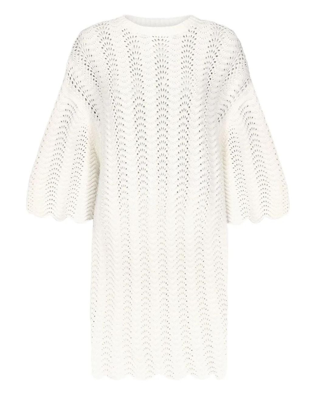 Loulou de Saison White Wafa Crew-Neck Midi Dress